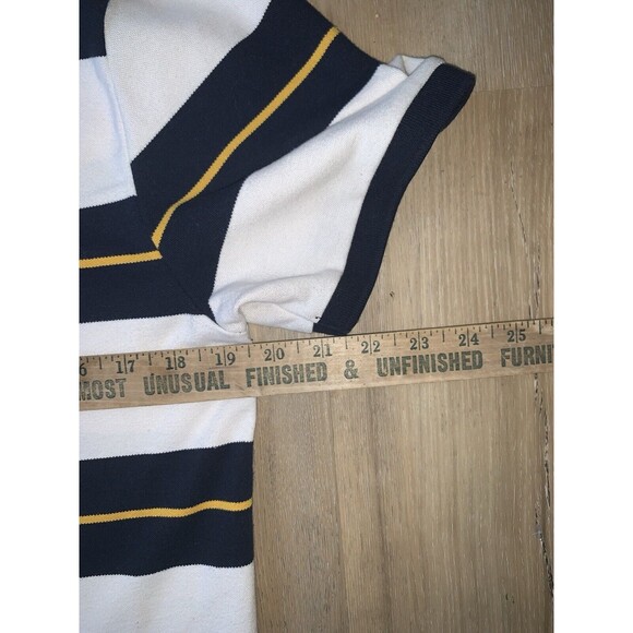 Old Navy The Classic Polo Navy Blue/White Striped Shirt Mens MED Short Sleeve - Picture 7 of 8